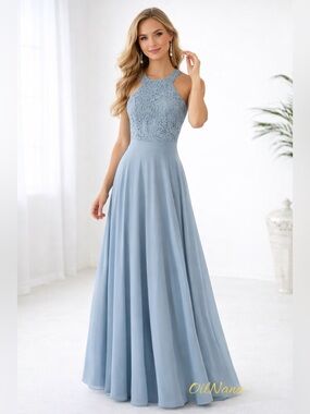 Lulus dusty blue prom ball formal black tie maxi dress. Size Small.